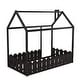 preview thumbnail 25 of 25, Classic Twin Size Wood House Floor Bed Frame w/ Fence for Kids, Teens, Girls, Boys Upholstered Bed Space-Saving, Easy Assembly