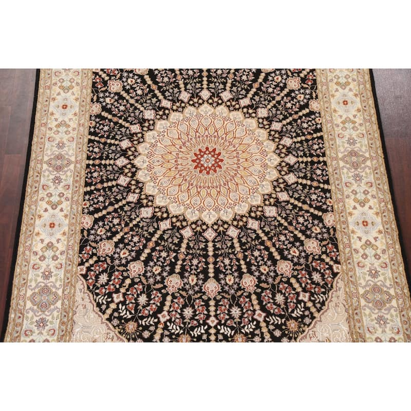 Wool/ Silk Vegetable Dye Geometric Nain Oriental Area Rug Hand-knotted - 6'0" x 9'7"