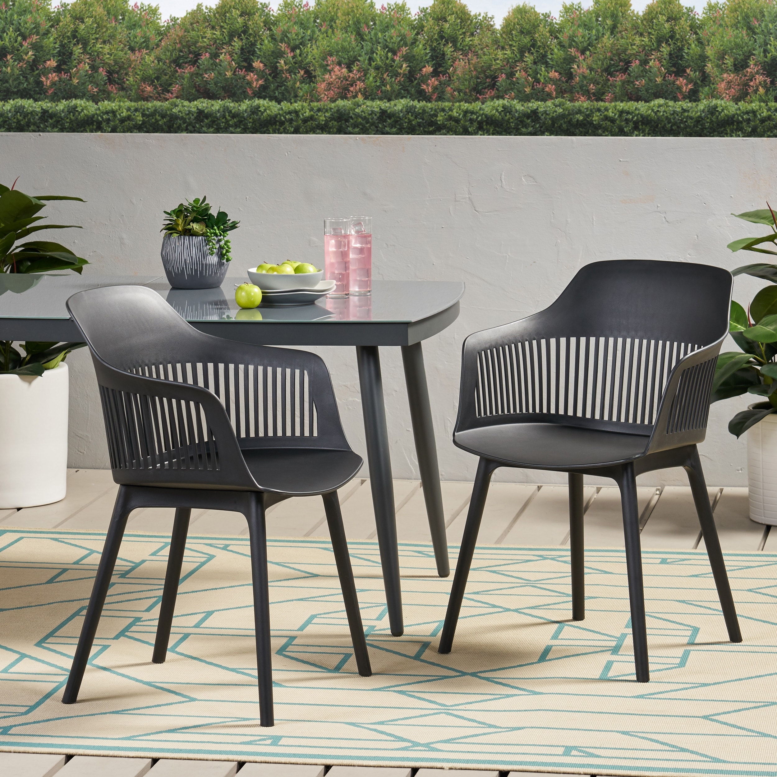 Dahlia Outdoor Modern Dining Chair (Set of 2) by Christopher Knight Home - 22.50" W x 21.50" D x 33.00" H
