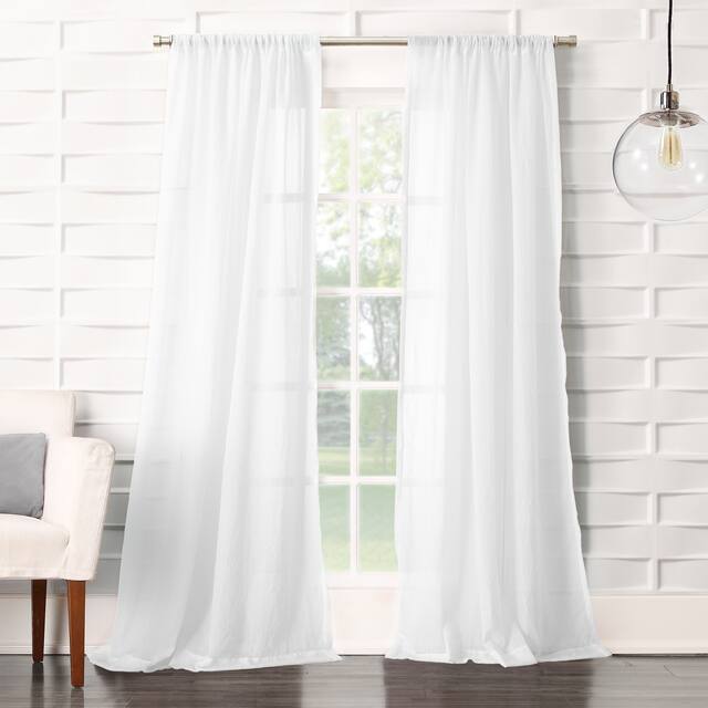 No. 918 Ladonna Crushed Texture Semi-Sheer Rod Pocket Curtain Panel, Single Panel - 50x120 - White