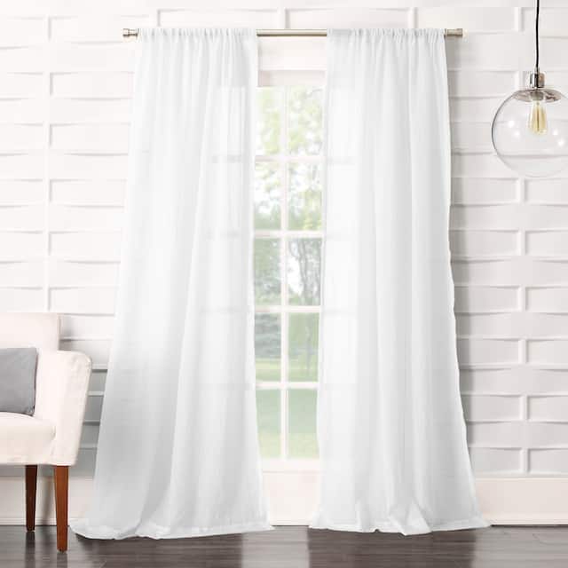 No. 918 Ladonna Crushed Texture Semi-Sheer Rod Pocket Curtain Panel, Single Panel - 50x63 - White