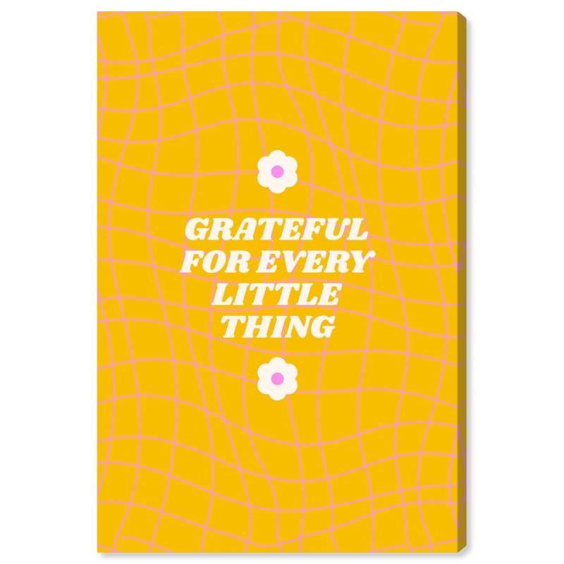 Wynwood Studio Canvas Typography and Quotes Grateful Little Sweet Yellow Modern & Contemporary Wall Art Canvas Print - 36 x 24