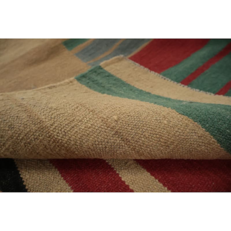 Hand Woven Oriental 100% Wool Carpet Southwestern Modern Multi-Colored Kilim Area Rug - 12' 0'' X 8' 9''