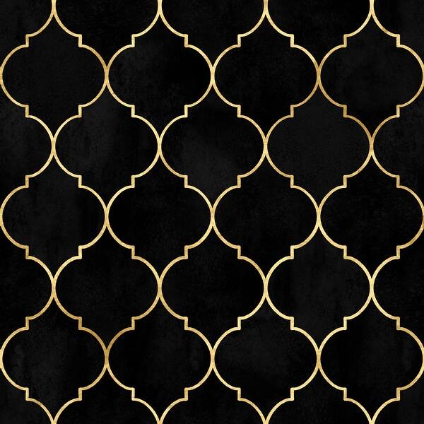 Black And Gold Geometric Removable Wallpaper 10 Ft H X 24 Inch W Overstock 31708178 Gold branches modern classic black removable wallpaper. house of hampton