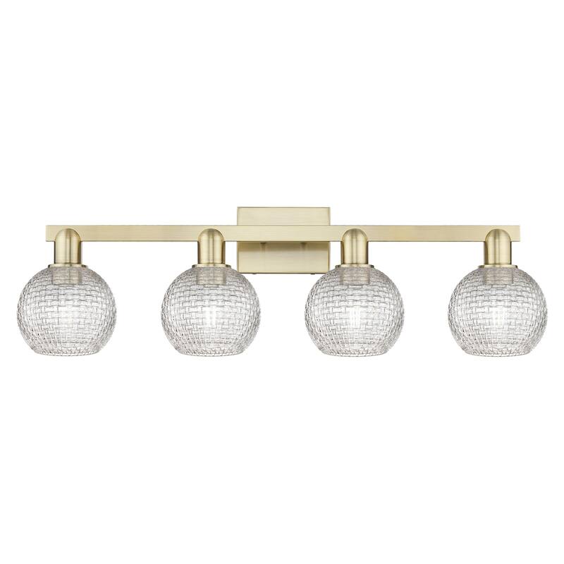 Innovations Lighting 716-4W-10-33 Athens Vanity Athens 4 Light 33" - Antique Brass / Clear Basketweave