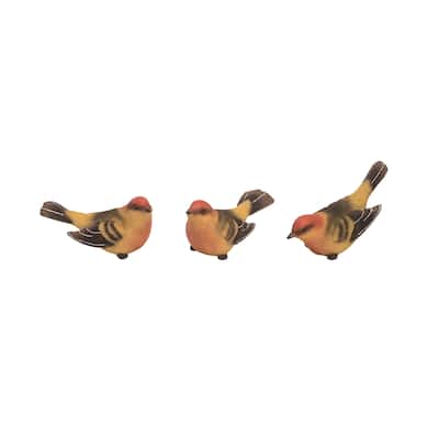Transpac Large Resin Red Head Bird Set of 3 Spring Home Decorations