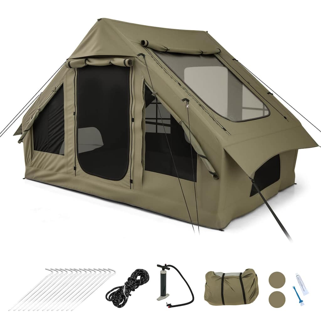 Costway 4-6 People Inflatable Tent with 4 Mesh Screen Windows 2 Doors - See Details