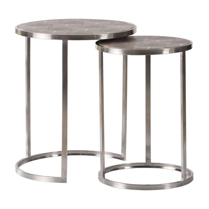 Set of 2 Silver Round Nesting Tables with Rod Legs- 22 Inches