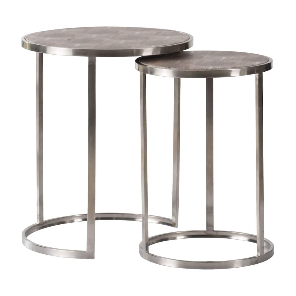 Set of 2 Silver Round Nesting Tables with Rod Legs- 22 Inches