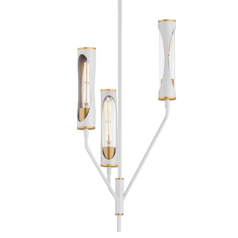 Maxim 16173 Regent 3 Light 14" Wide LED Pendant - Light French Gray / Natural Aged Brass