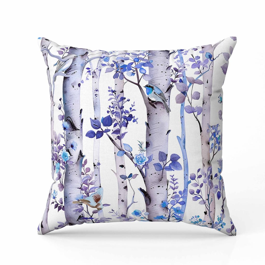 Whispering Woods Indoor/Outdoor Reversible Throw Pillow Blue and Violet