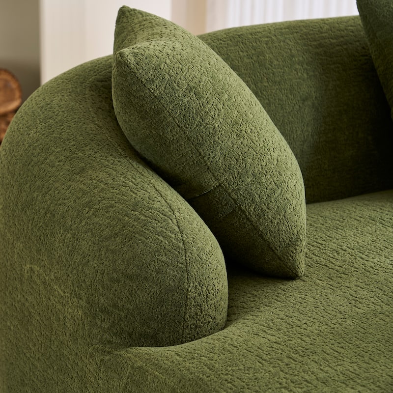 L-Shaped Sectional Sofa with Curved Chaise, Chenille Boneless Cloud Sofa, Modular 4-Seater Sofa with 4 Throw Pillows