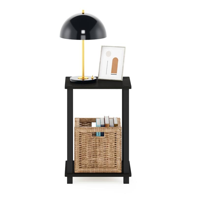 Furinno Simplistic Compact Bedside Table, Nightstand, Black Espresso/Black