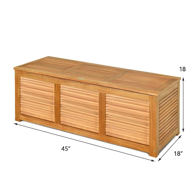 46 Gallon Acacia Wood Deck Box Garden Backyard Storage Bench