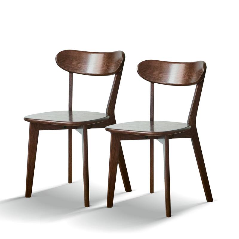 Modern Solid Wood 2 Piece Kitchen Dining Chair with Curved Backrest, Non Slip Feet for Dining Room Kitchen Living Room Bedroom