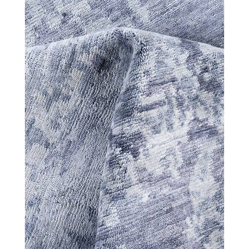 Modern One-of-a-Kind Hand-Knotted Area Rug, Blue - 9' 0" x 12' 2"