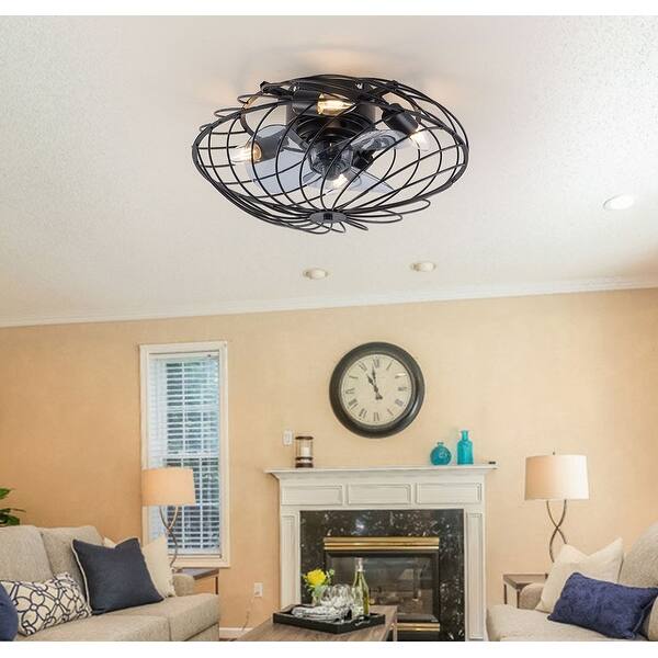 slide 9 of 8, 18" 3 Blades Balck Industrial Enclosed Low Profile Ceiling Fan black
