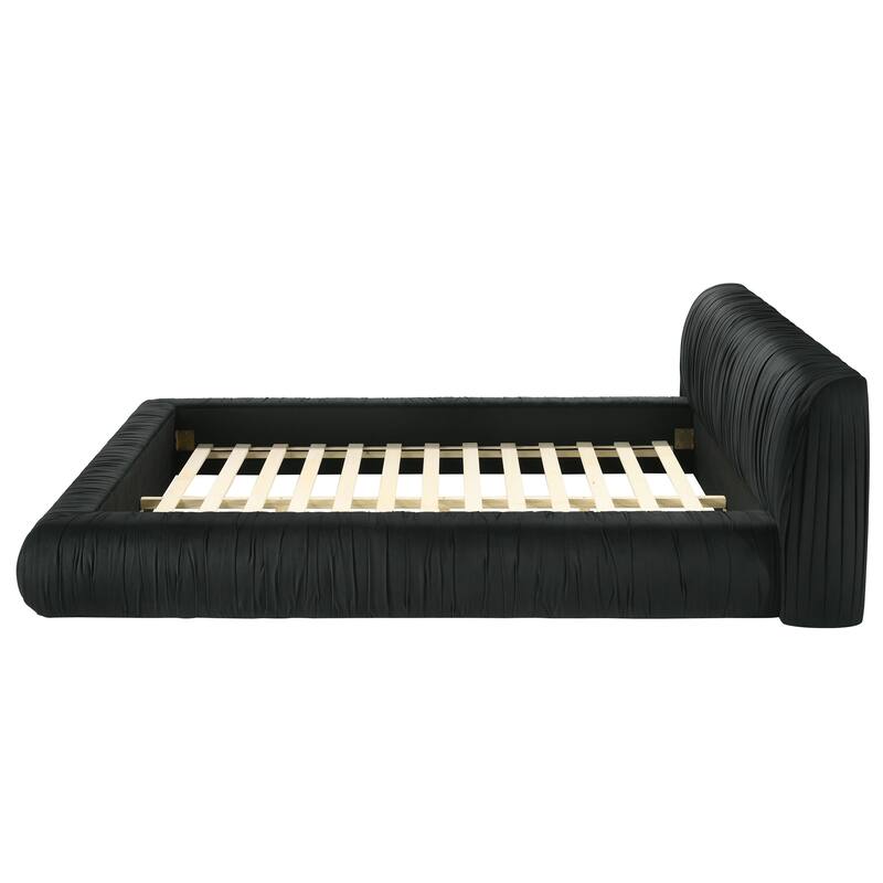 Furniture of America Henrietta Modern Velvet Upholstered Low Profile Queen Platform Bed