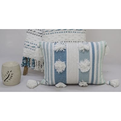 Vibhsa 14"x20" Accent Pillow with Large Poms and Corner Tassles