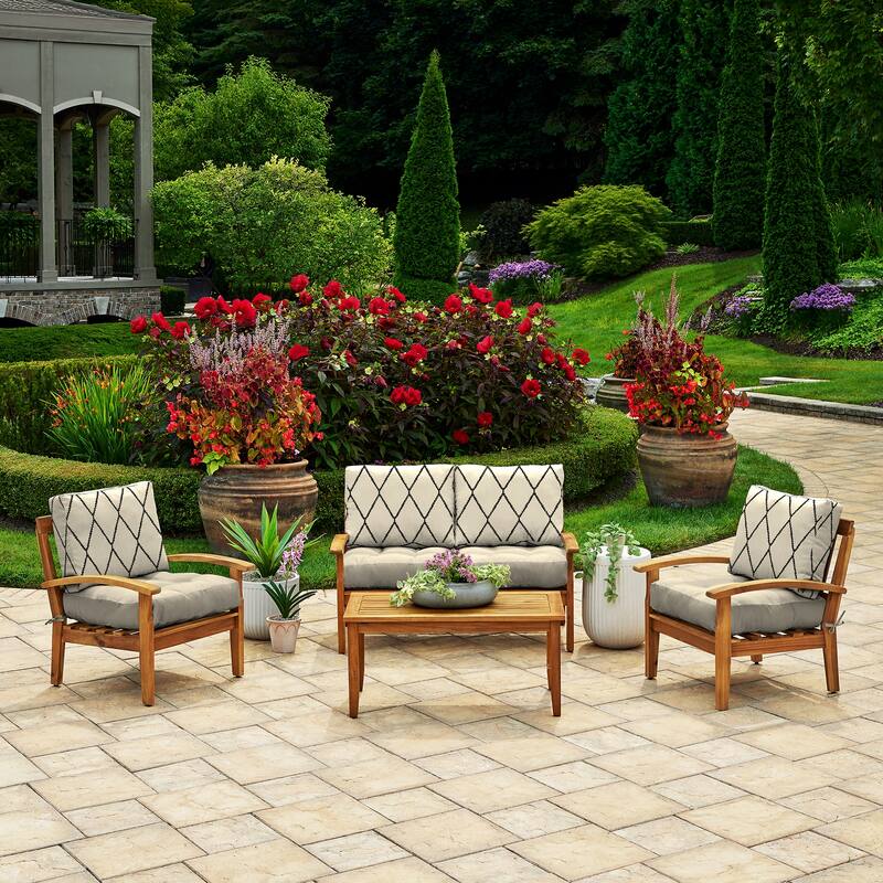 ARDEN Outdoor Plush Modern Tufted Blowfill Deep Seat Set, 24 x 24