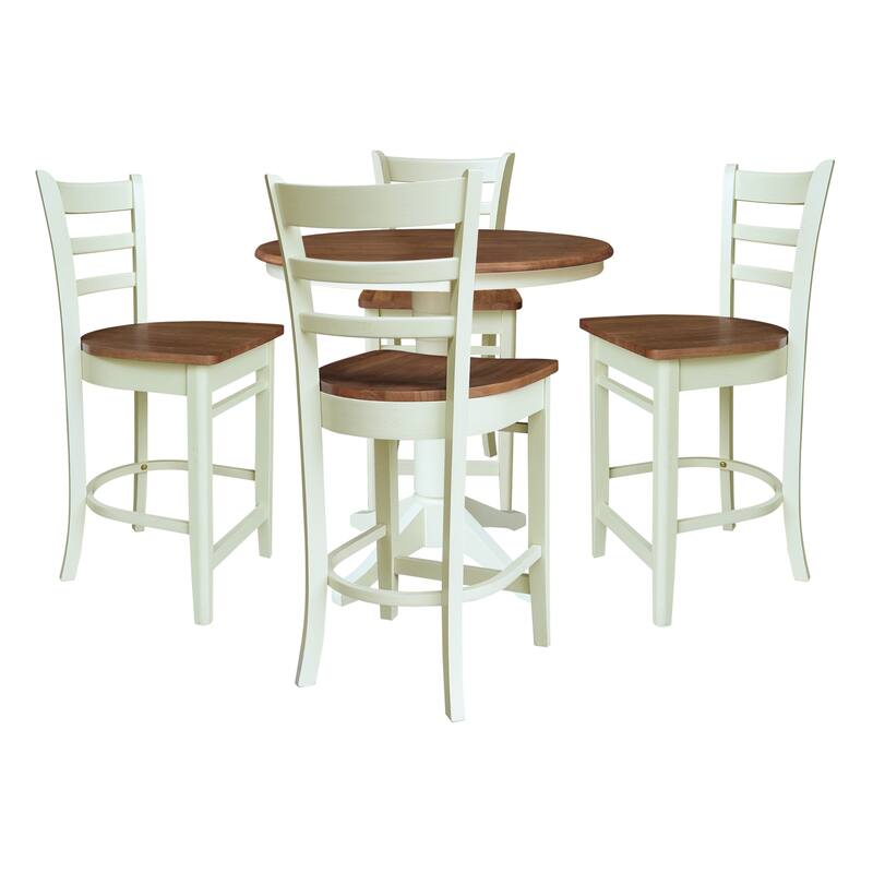 36" Round Pedestal Gathering Height Table With Counter Height Stools