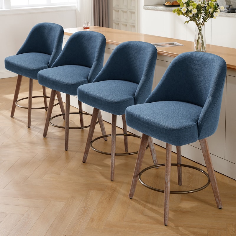 26" Counter Height Swivel Bar Stool, Upholstered Counter Stools - 39.37" (H) x 22.44" (D) x 21.65" (W)