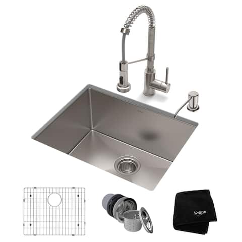 Kraus 3-in-1 Set Undermount Kitchen Sink, Pulldown Faucet, Dispenser