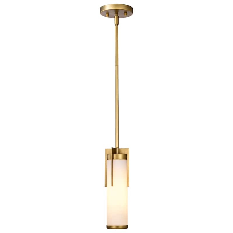 Roselle Mini Pendant Natural Brass with White Glass - Natural Brass
