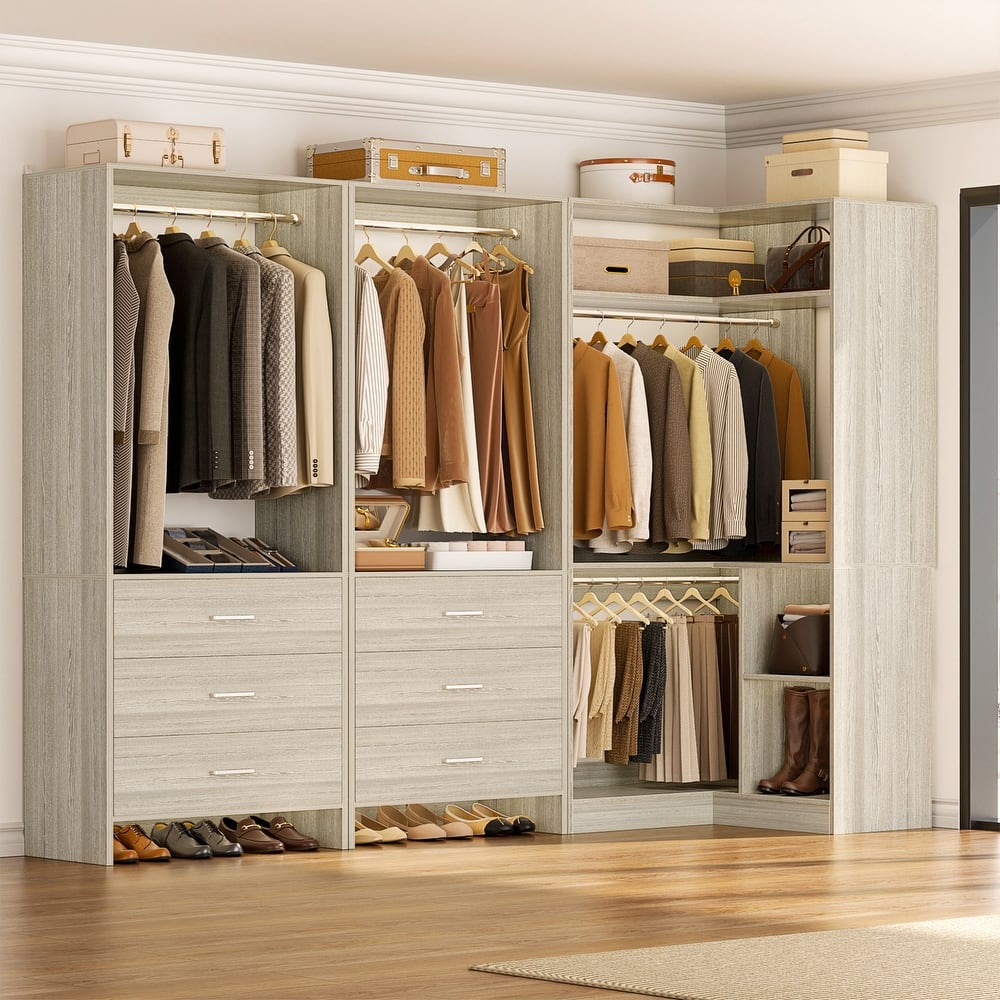 Cimly Set of 3 Freestanding Corner Closet System, Space-saving Closet Organizer for Walk-in/ Reach-in Closet
