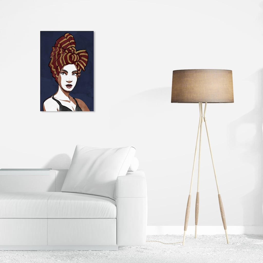 Wynwood Studio Canvas Fashion and Glam Woman of Wraps Blue and Dark Blue Glam Wall Art Canvas Print