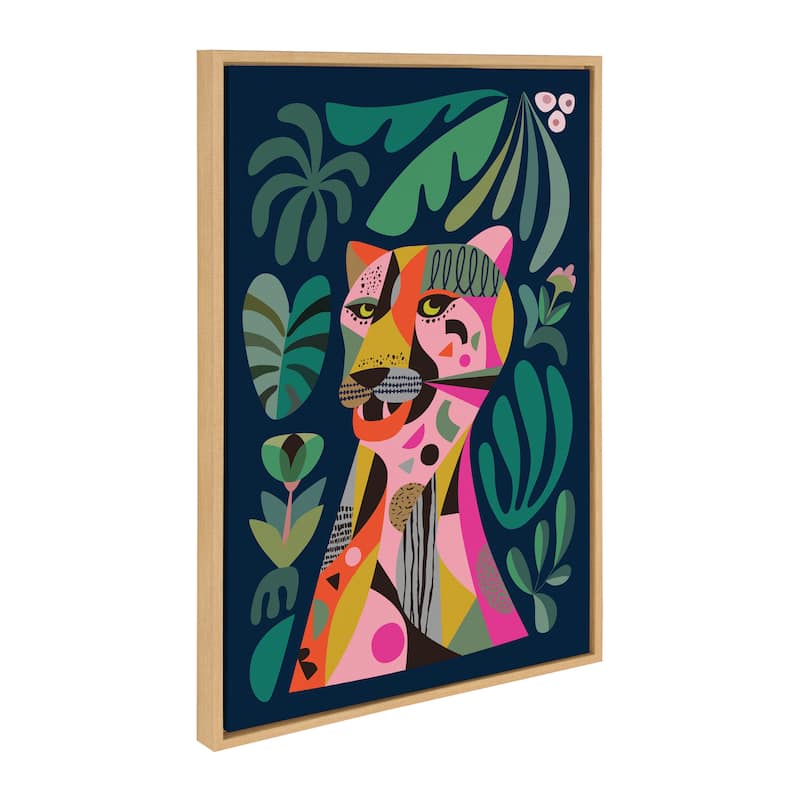 Kate and Laurel Sylvie Leopard Framed Canvas by Rachel Lee - 23x33 - Natural