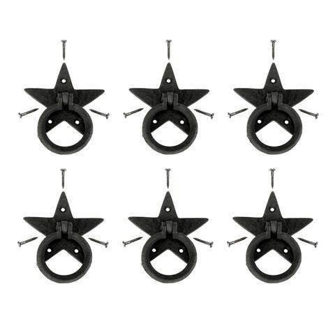 Black Iron Cabinet Pulls Star Design Handles 3.88" H x 3.23 W Ring Drop Drawer Pulls Rust Resistant Pack of 6 Renovators Supply