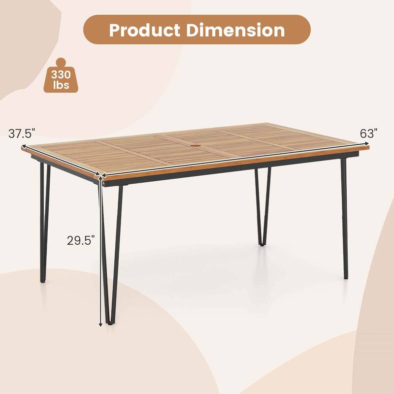 Costway 63-Inch Outdoor Dining Table for 6 People with Acacia Wood - See Details