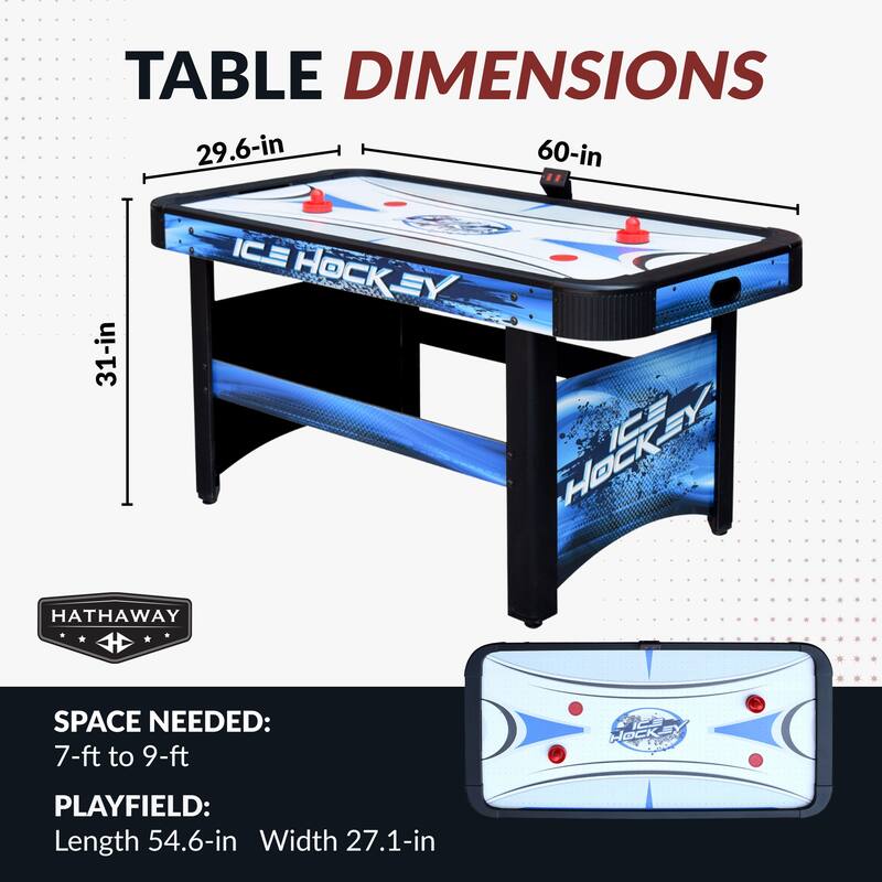 Hathaway Face-Off 5-Ft Air Hockey Game Table for Family Game Rooms with Electronic Scoring