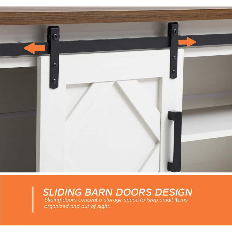 WAMPAT Farmhouse Sliding Barn Door TV Stand
