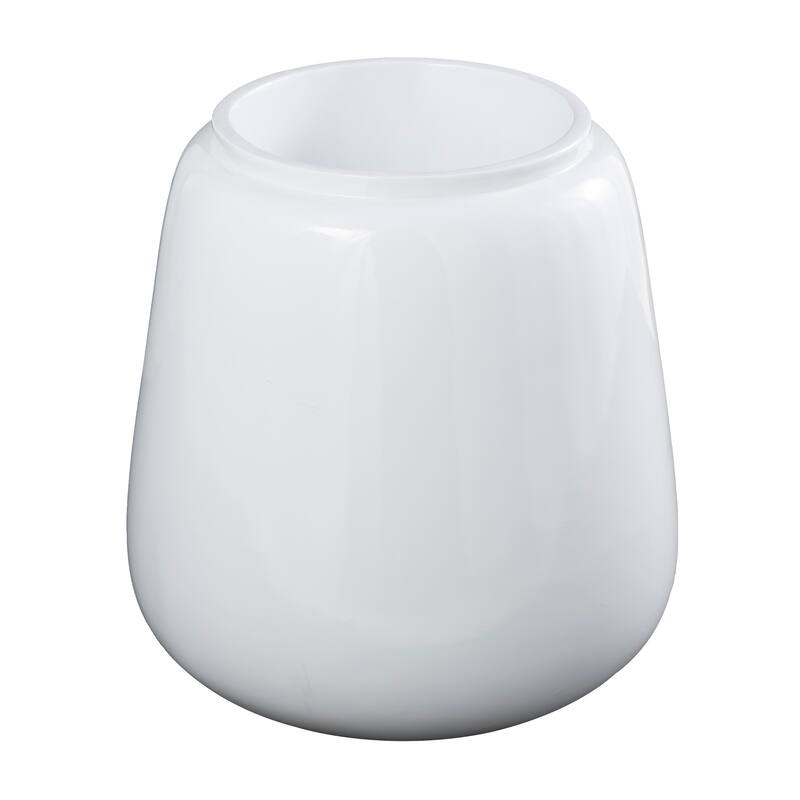 White Resin Short Wide Round Floor Decorative Vase