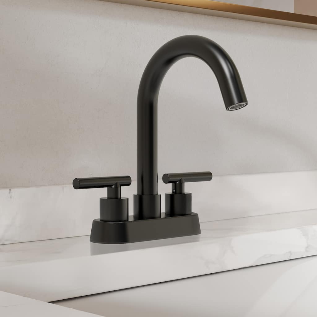 4" Centerset 3 Holes Double Handle 360° Swivel Bathroom Sink Faucet