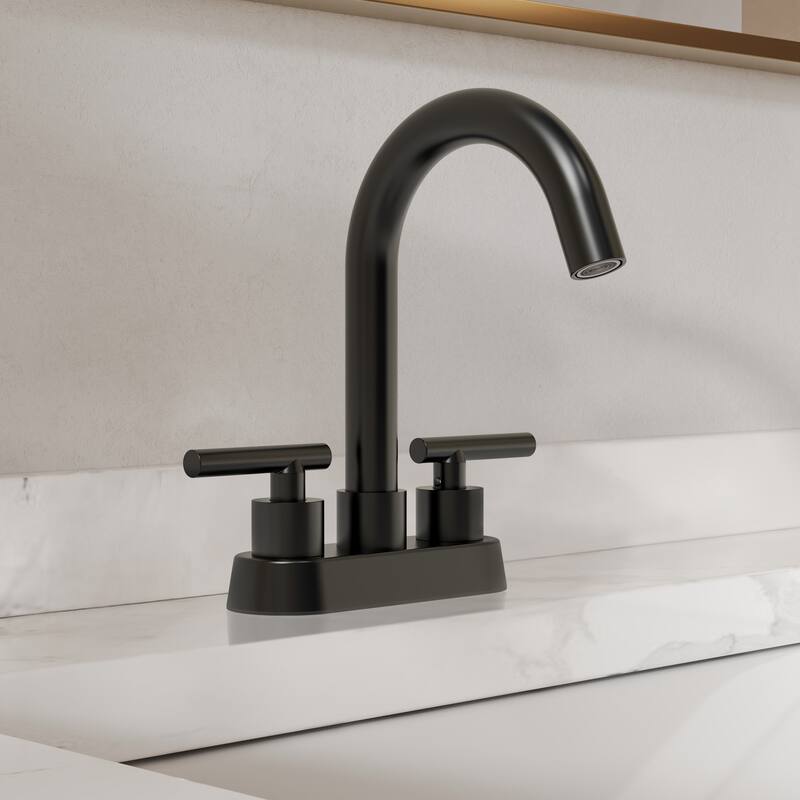 GRANDJOY 4" High Arc Centerset 2-Handle Bathroom Faucet
