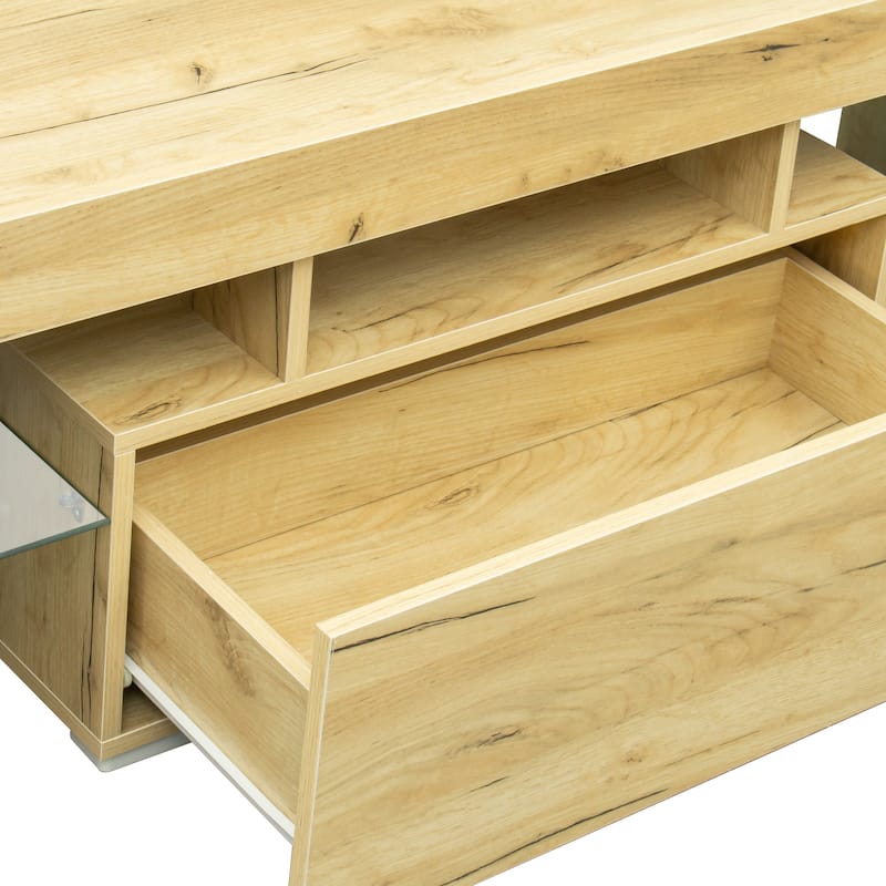 Black TV Stand with LED RGB Lights TV Cabinet