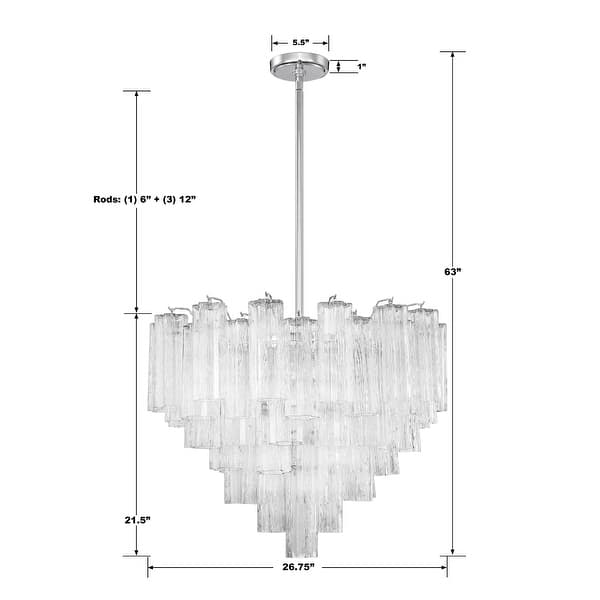 Addis 12 Light Polished Chrome Chandelier - 26.75"W x 21.5"H x 26.75"D