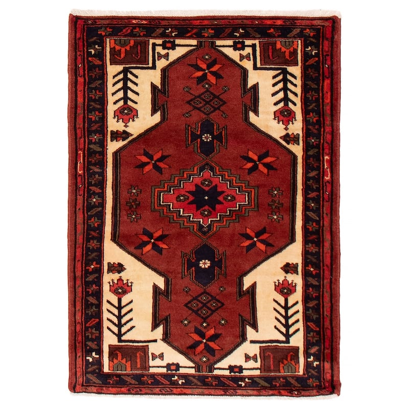 ECARPETGALLERY Hand-knotted Andelz Red Wool Rug - 3'5 x 4'8 - Dark Red - 3'5 x 4'8