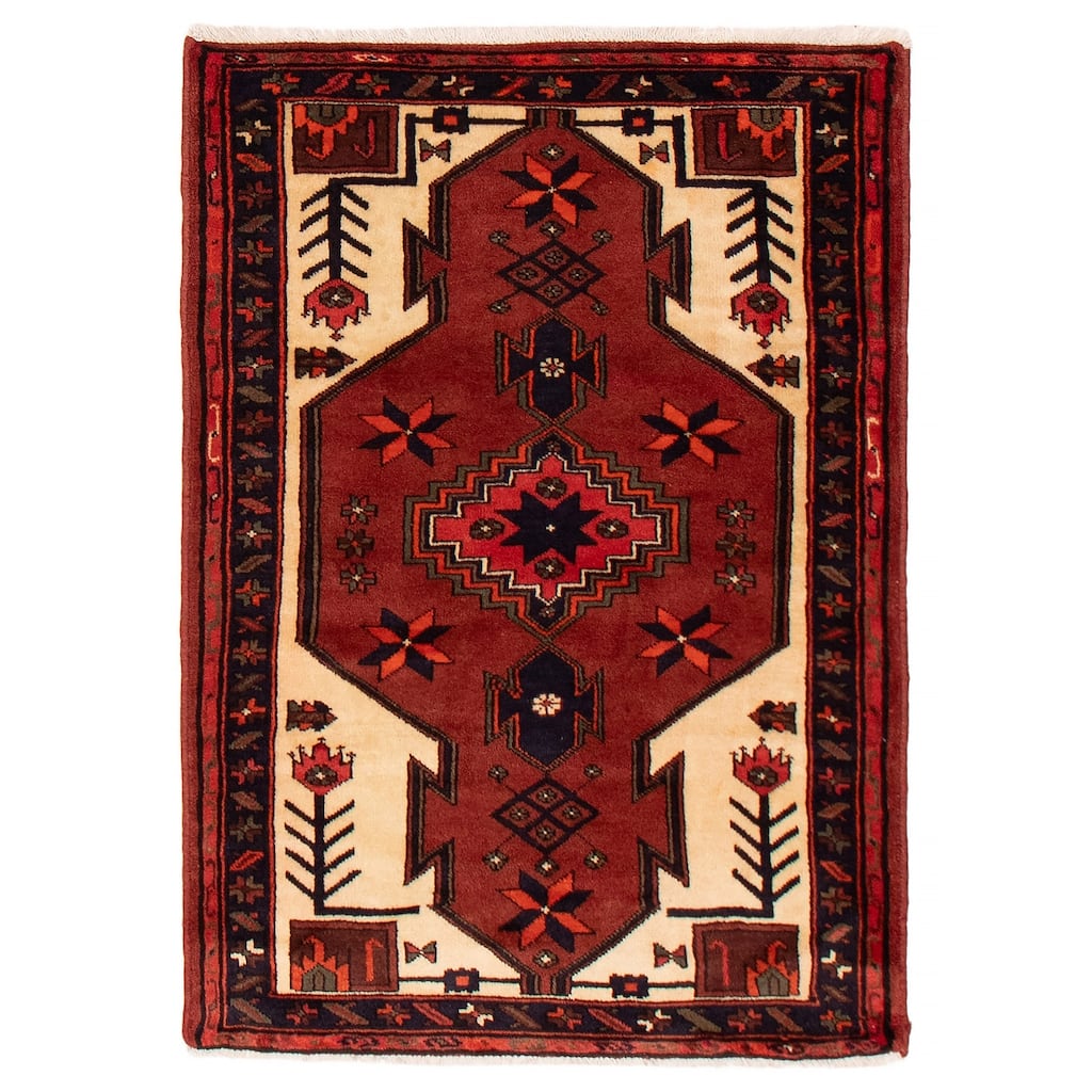 ECARPETGALLERY Hand-knotted Andelz Red Wool Rug - 3'5 x 4'8
