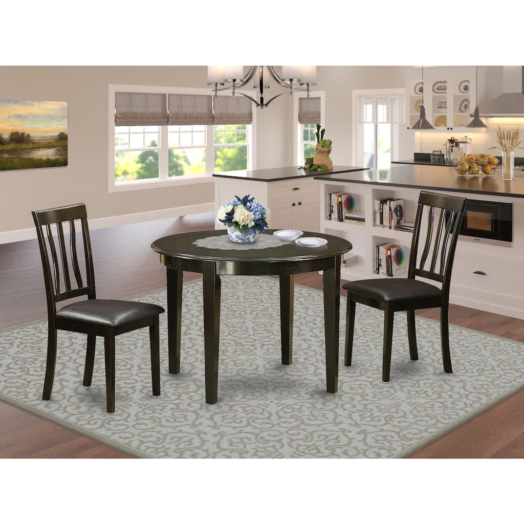 HomeStock 3-Pc Cappuccino Solid Wood Top - Dining Room Set - Seats 4