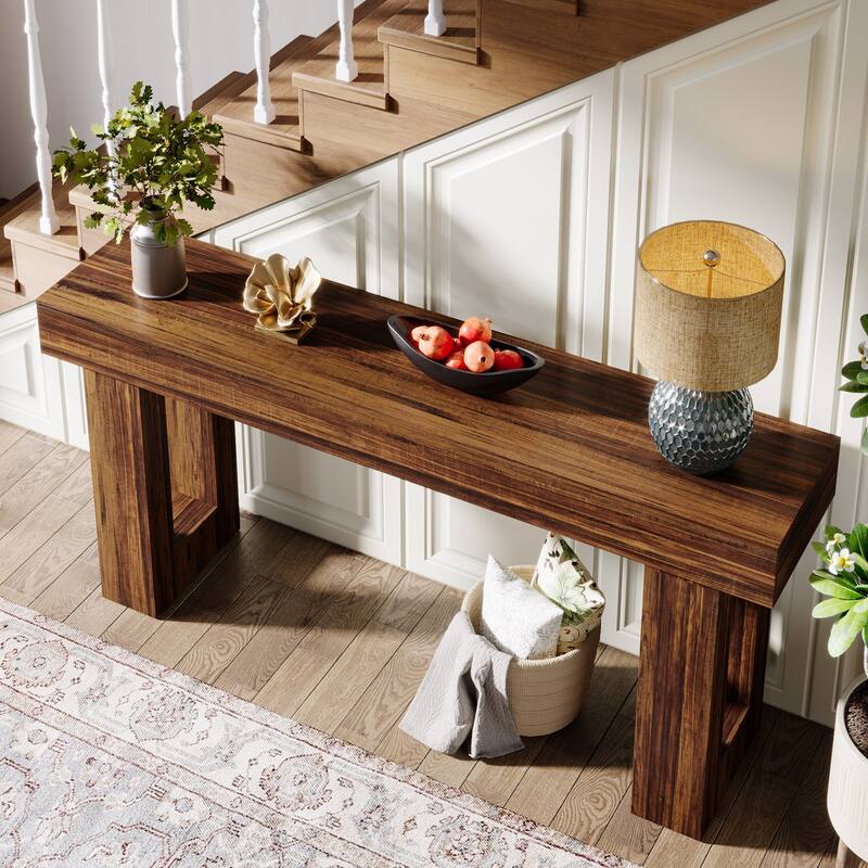 63-inch Wood Narrow Console Sofa Hallway Accent Table for Entryway