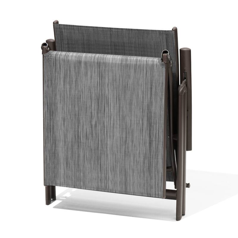 Pellebant Outdoor Adjustable Chaise Lounge Folding Chair and Table Set - N/A