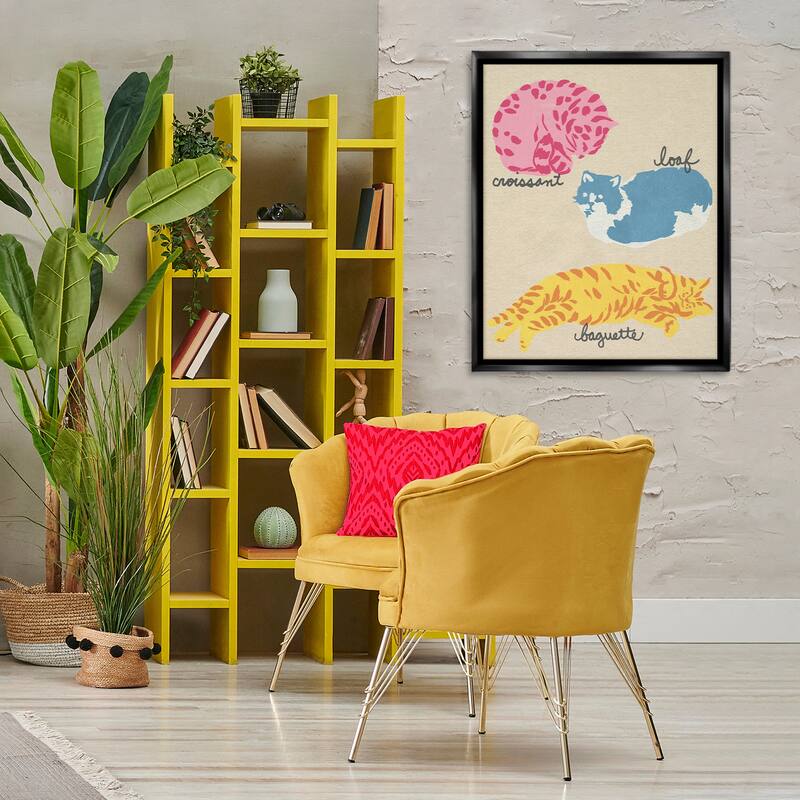 Stupell Funny Relaxing Cat Shapes Framed Floater Canvas Wall Art Design By June Erica Vess