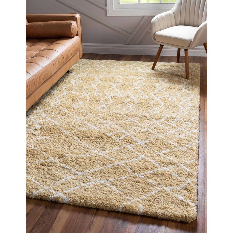 Shag Shoploni Collection Area Rug - 8'x10' - Yellow