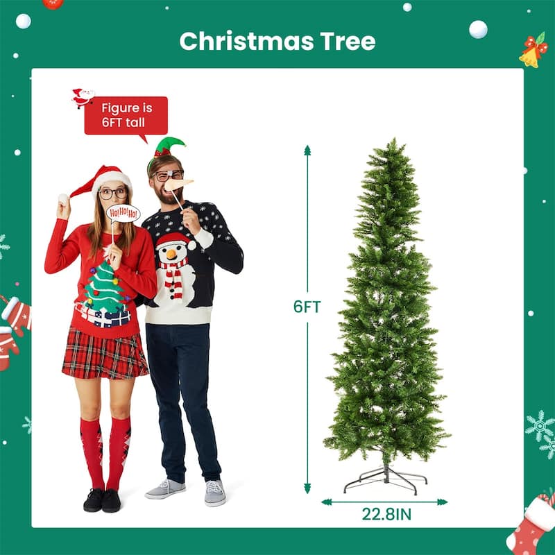 4.5/6/7.5/9 FT Pre-Lit Frosted Pine Artificial Christmas Tree with LED Lights - N/A