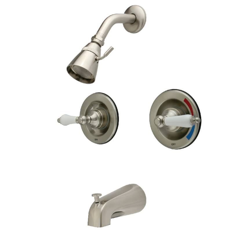 Kingston Brass Vintage Tub and Shower Trim Package with 1.8 GPM Single - Brushed Nickel