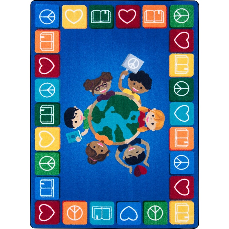 Peaceful Readers Multi Educational Nylon Area Rug